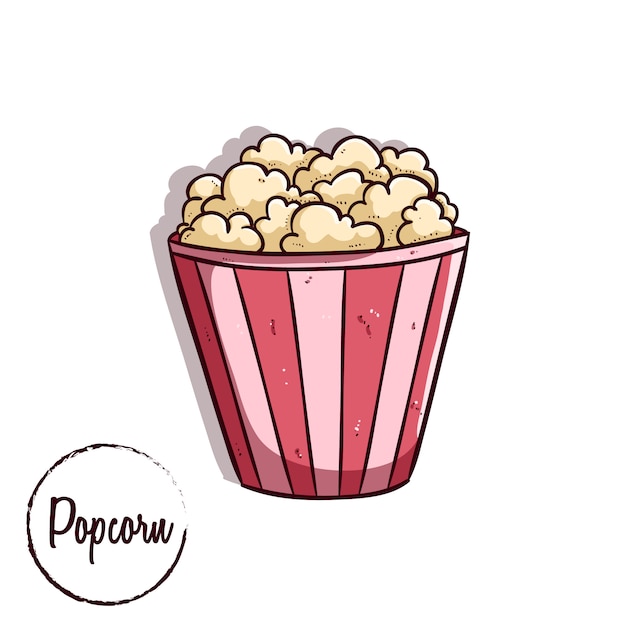 farbige Gekritzelart des Popcorns mit Text