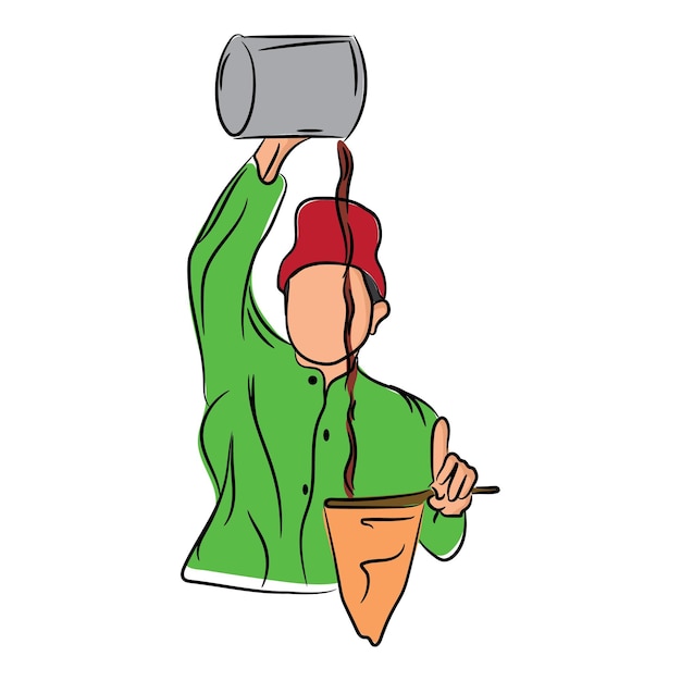 Farbige Illustration von Menschen, die Kaffee herstellen, Kaffeeshop-Vektor