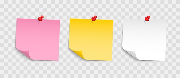 Vektor farbige notizblätter mit stecknadel