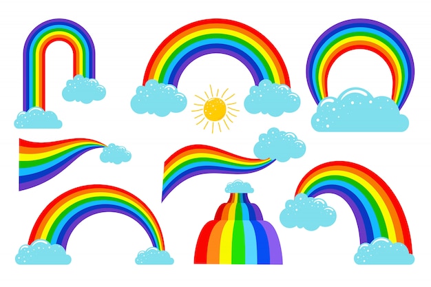 Farbige Regenbogen mit Wolkensammlung