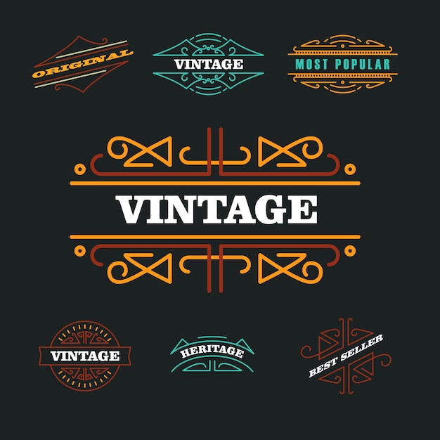 Farbige retro-hipster-abzeichen-logo-sammlung