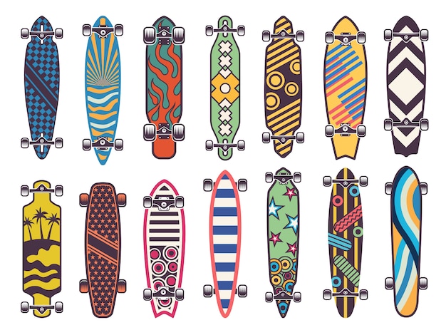 Farbige skateboards gesetzt