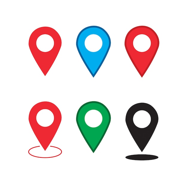 Farbige Standort-Symbole auf weißem Hintergrund mit Kopierraum