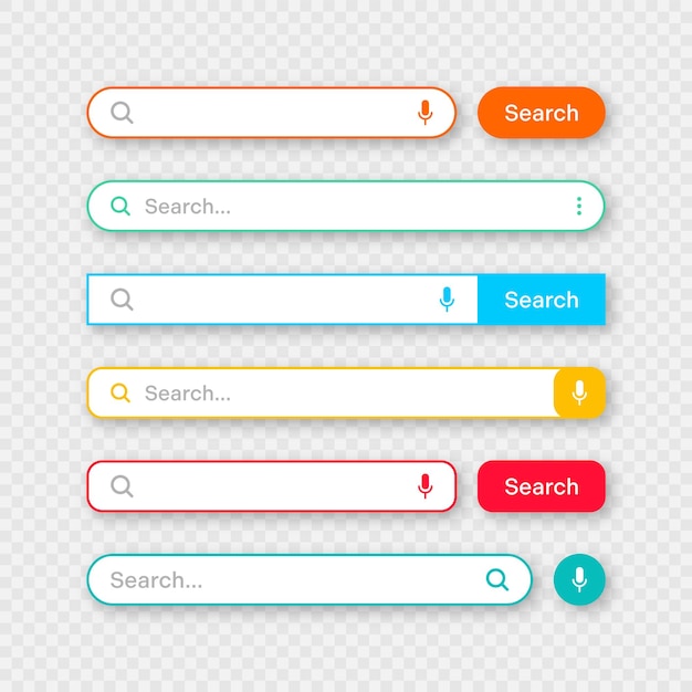 Farbige Suchbalkenvorlagen Internet-Browser-Engine mit Suchfeld Adressleiste und Textfeld ui.