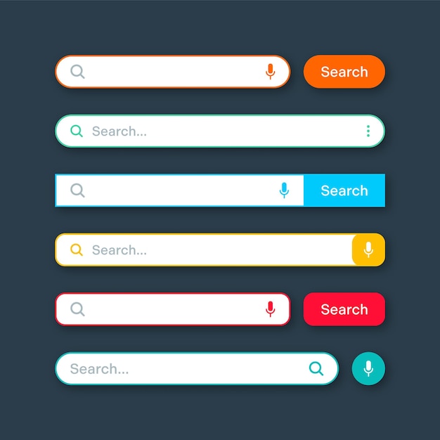 Farbige Suchbalkenvorlagen Internet-Browser-Engine mit Suchfeld Adressleiste und Textfeld ui.