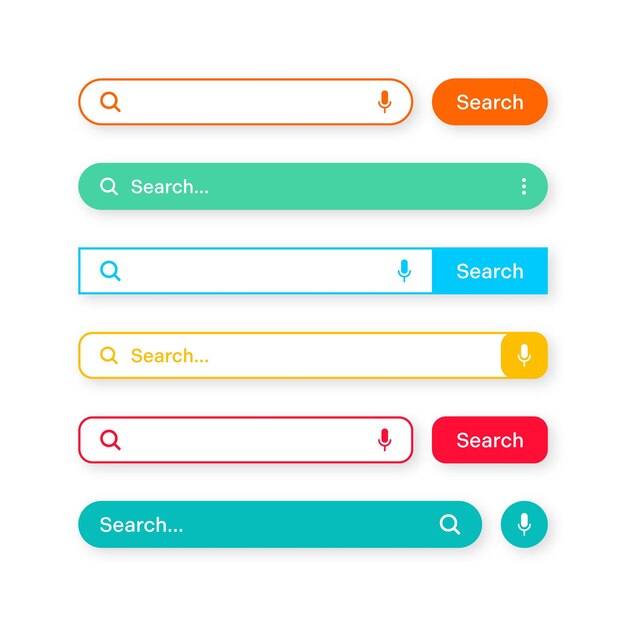 Farbige Suchbalkenvorlagen Internet-Browser-Engine mit Suchfeld Adressleiste und Textfeld ui.
