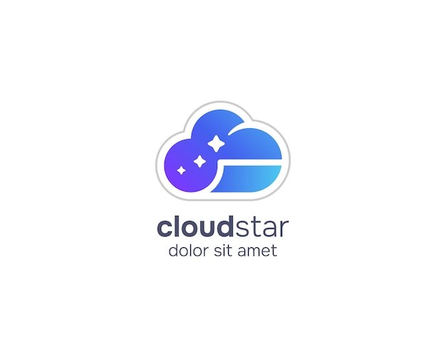 Farbige Wolken mit Stern-Logo
