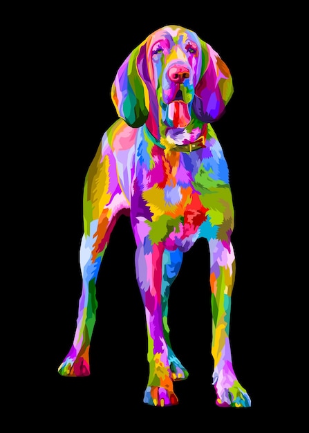 Vektor farbiger bloodhound-hund isoliert auf pop-art-stil-vektorillustration