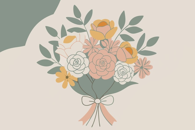Farbiger Blumenstrauß mit Band-Vektor-Illustrationsdesign für kreative Projekte