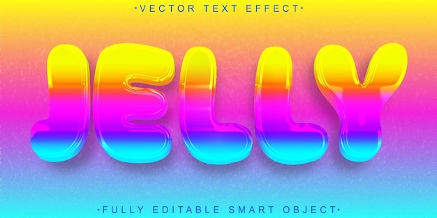 Farbiger Cartoon Shiny Jelly Vector Vollständig bearbeitbares Smart Object Text-Effekt