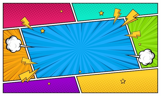 Farbiger Comic-Abstrakt-Szenen-Seiten-Hintergrund