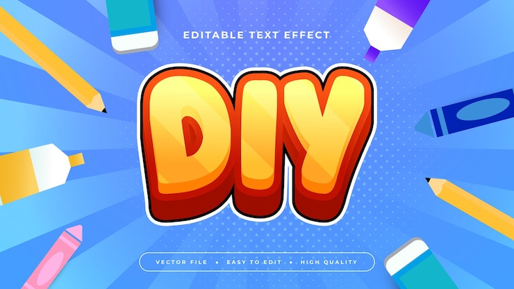 Vektor farbiger diy 3d-bearbeitbarer text-effekt-schriftstil