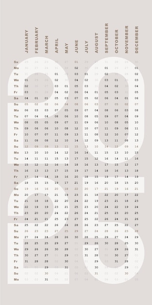 Farbiger Kalender für 2025 Modernes Design Grau Pastell