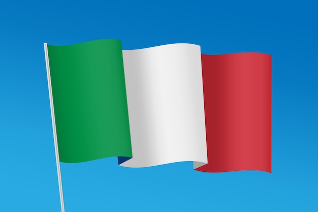 Vektor farbiges bild mit der schwingenden flagge italiens