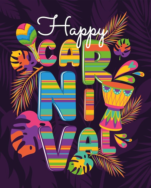 Vektor farbiges brasilianisches karnevalsplakat vektor