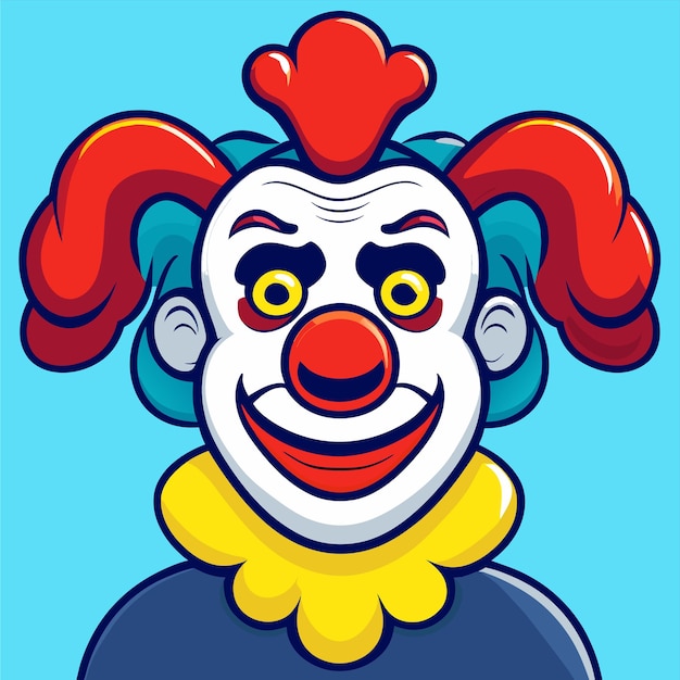 Farbiges clown-charakterporträt handgezeichnetes flaches stilvolles cartoon-sticker-ikonenkonzept isoliert