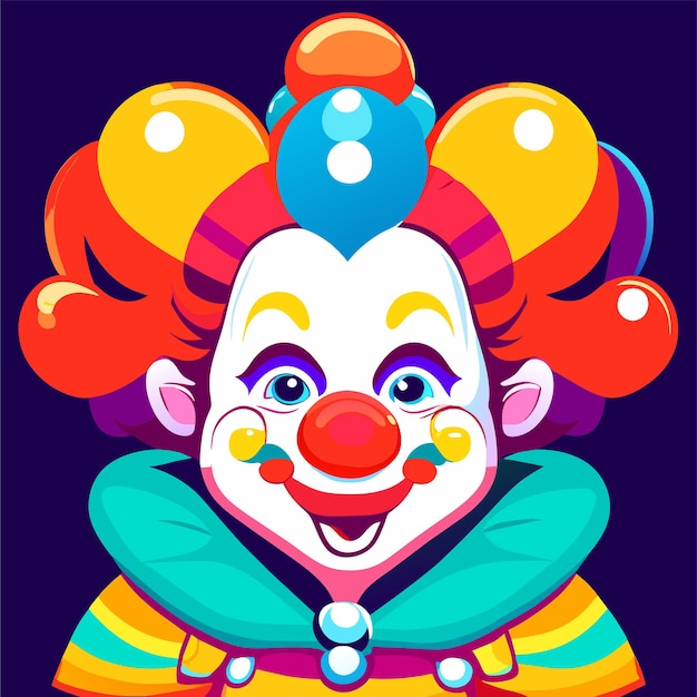 Farbiges Clown-Charakterporträt handgezeichnetes flaches stilvolles Cartoon-Sticker-Ikonenkonzept isoliert
