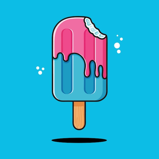 Farbiges gebissenes Eis auf blauem Hintergrund