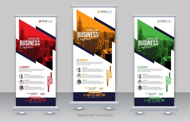 Farbiges professionelles Rollup-Banner-Design für Unternehmenskonferenzen oder Rack-Karten-Flyer