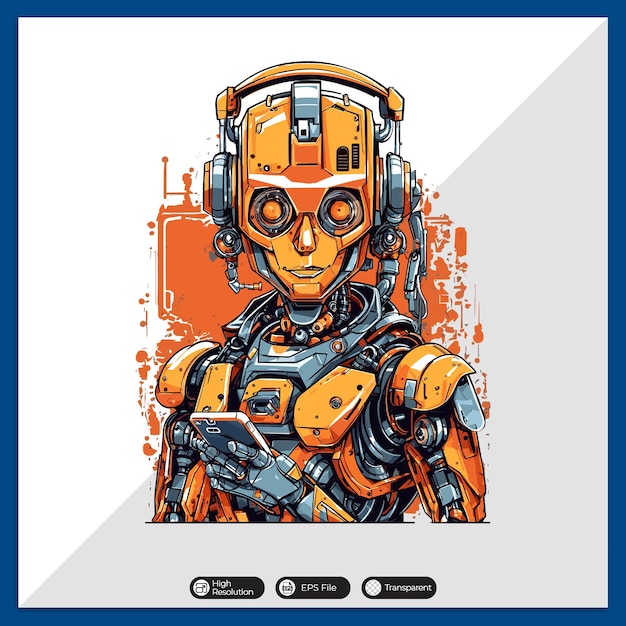 Farbiges Robot-Charakter-T-Shirt-Design