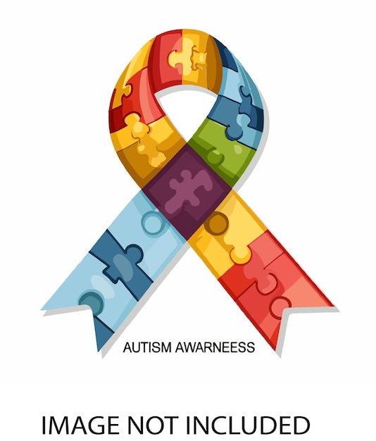 Vektor farbiges satin-puzzle-band als symbol für das bewusstsein für autismus