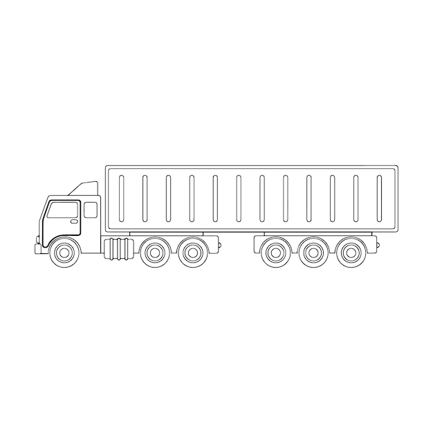 Farbseitenumriss des LKW-Baufahrzeug-Malbuchs für Kinder