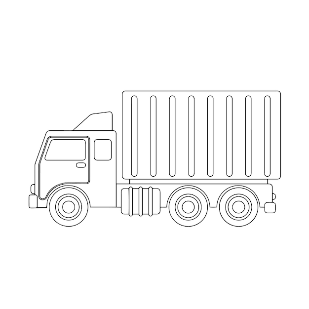 Farbseitenumriss des LKW-Baufahrzeug-Malbuchs für Kinder