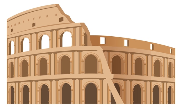 Farbsymbol der ruine des römischen kolosseums tourismus- und reisesymbol isoliert auf weißem hintergrund