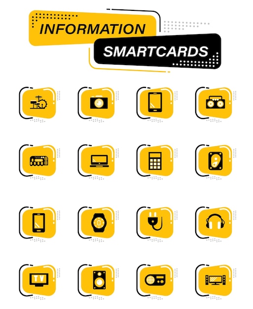 Farbvektorsymbole für geräte auf informations-smartcards für das design der benutzeroberfläche