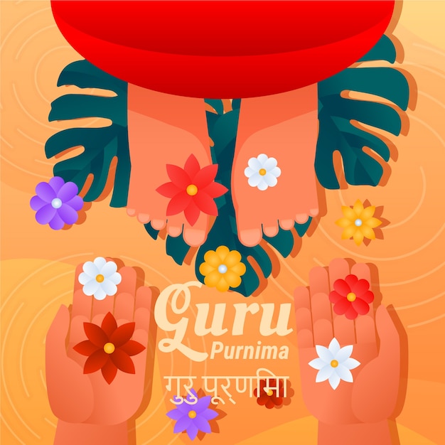 Vektor farbverlaufsillustration für die guru purnima-feier