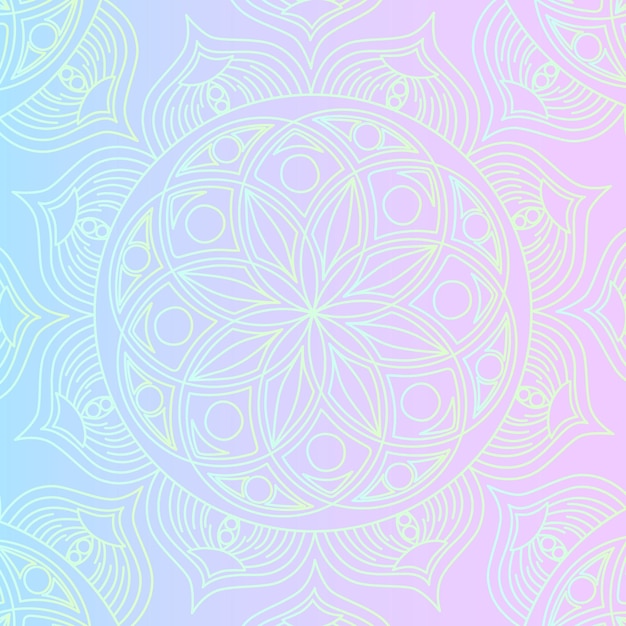 Farbverlaufstapete mit Mandala-Muster. Vektorhintergrund für Yoga und Meditation