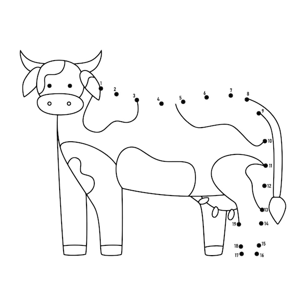 Farm animal dot to dot für kinder