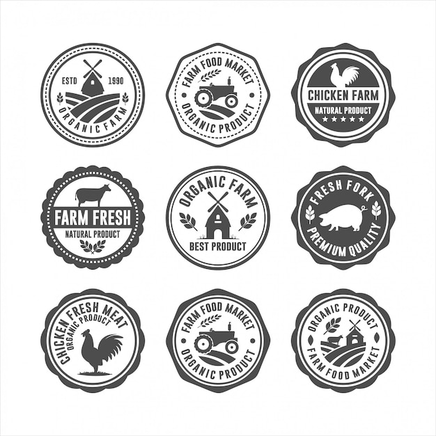 Vektor farm fresh badge stamps logos