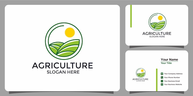 Farm-logo im minimalistischen stil mit visitenkarte