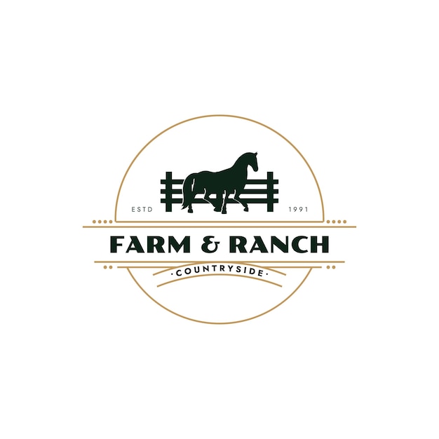 Farm ranch logo pferd logo vektor illustration design grafik
