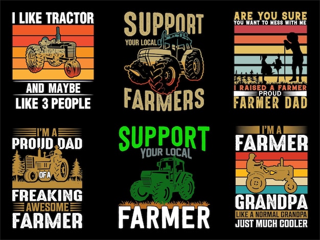 Vektor farmer-t-shirt-designvektor für print-on-demand