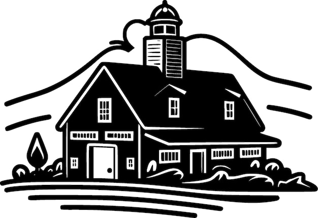 Vektor farmhouse minimalist und flat logo vektor-illustration