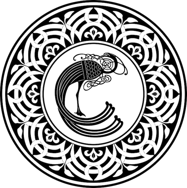 Fasan-vogel-logo mit handgefertigtem design-vektor mit blumenrahmen