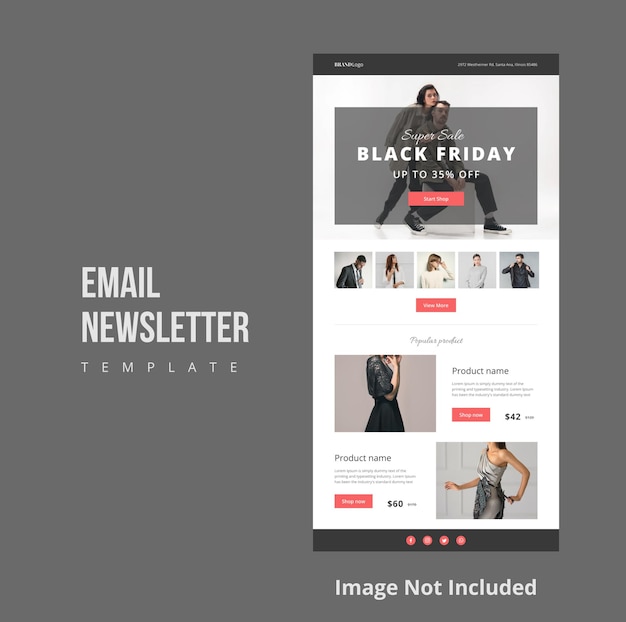 Vektor fashion black friday e-mail-newsletter-vorlage