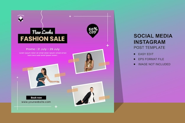 Vektor fashion sale instagram post oder social media square poster und banner vorlage
