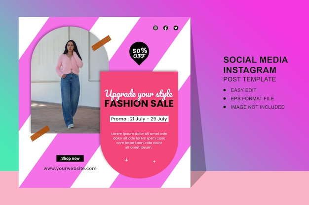 Vektor fashion sale instagram post oder social media square poster und banner vorlage