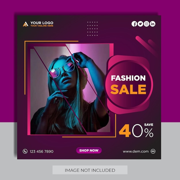 Fashion Sale Instagram Post und Social Media Banner Template Vector Premium