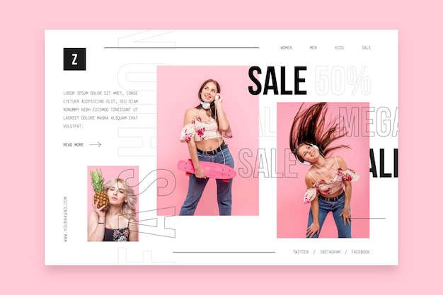 Vektor fashion sale landing page