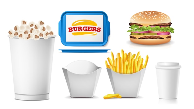 Fast-Food-Blanko-Verpackungsset