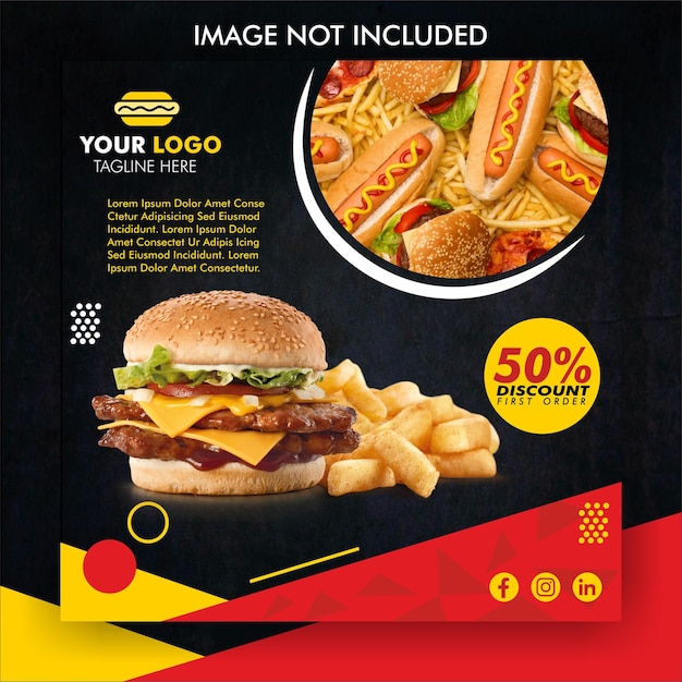fast-food-burger-social-media-werbebanner-vorlage oder website-banner-design