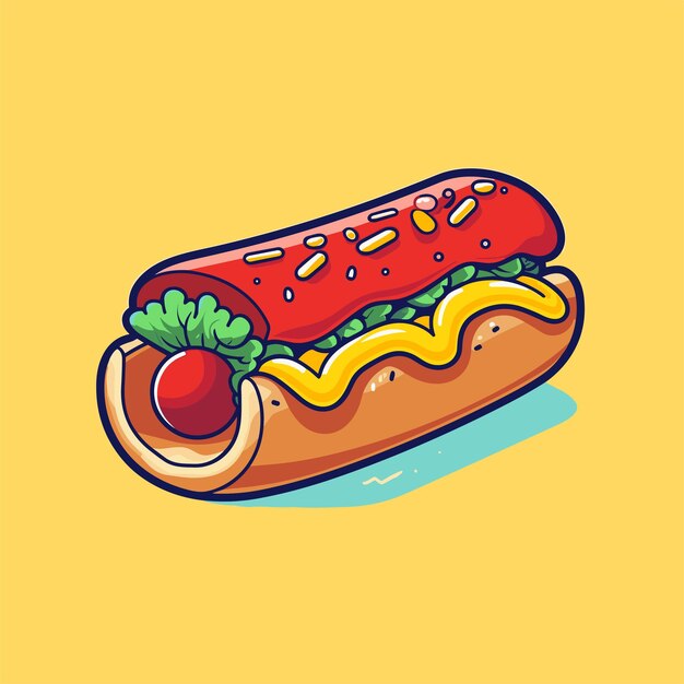 Vektor fast-food-design mit hotdog isoliert