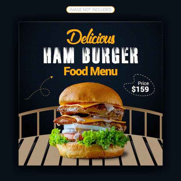 Vektor fast-food-hamburger-social-media-promotion und instagram-banner oder post-design-vorlage