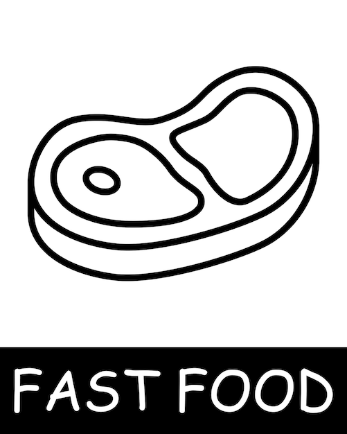 Fast-Food-Ikon Junk-Food Steak-Fleisch hoher Kalorienanteil Anziehungskraft von schnellen, schmackhaften Mahlzeiten trotz ihrer negativen gesundheitlichen Auswirkungen Schnelles, schmackhaftes, aber ungesundes Essen Konzept