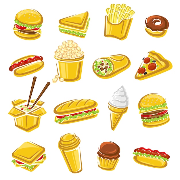 Vektor fast-food-set. vektor-illustration