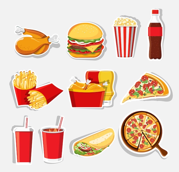 Fast-Food-Symbole Isolierte Fast-Food-Symbole